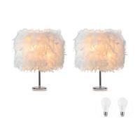 LIUNIAN 2 pezzi lampada da comodino in piuma paralume da comodino lampada da tavolo moderna in piuma di moda con lampadina da 3 W per soggiorno, camera da letto, bar, decorazione domestica