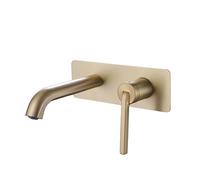 LIUNJHUY Lavandino del Bagno Lavandino 2 Fori per Rubinetto a Parete Miscelatore monocomando Caldo e Freddo in Ottone per lavabo del Bagno Oro Spazzolato Interesting