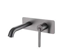 LIUNJHUY Lavandino del Bagno Lavandino 2 Fori per Rubinetto Miscelatore monocomando in Ottone per Acqua Calda e Fredda a Parete per lavabo del Bagno Grigio Interesting