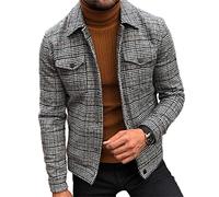 LiuPinp Giacca Uomo A Quadri Casual Slim Fit Per Uomo Alla Moda Giacca Di Transizione Primavera E Autunno Basic Simply Classic Boutique Giacca Uomo A-Grey L
