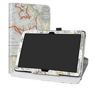 LiuShan MediaPad M5 Lite Rotante Custodia, 360 Gradi di Rotazione Custodia in Pelle PU con Supporto Caso per 10.0" Huawei MediaPad M5 Lite 10 Android Tablet,Map White