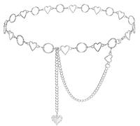 Liutufy Catena in metallo da donna, con ciondolo a forma di cuore, regolabile, B Cuore Argento, L: 53.1 in/135 cm