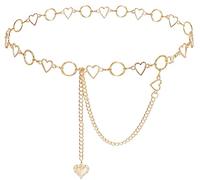 Liutufy Catena in metallo da donna, con ciondolo a forma di cuore, regolabile, B Cuore Oro, M: 47.2 in/120 cm