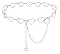 Liutufy Catena in metallo da donna, con ciondolo a forma di cuore, regolabile, Un Cuore d'Argento, XL: 59 in/150 cm