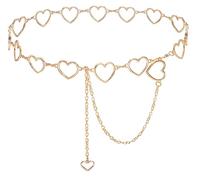 Liutufy Catena in metallo da donna, con ciondolo a forma di cuore, regolabile, Un cuore d'oro, XL: 59 in/150 cm