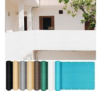 LIUWEIE Frangivisto Balcone 50 x 150 cm Protezione Solare, Anti-UV, Resistente al Vento Telo Frangi-Vista per Balcone con Fascette e Funi per Ringhiera Protezione, Bianco
