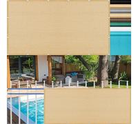LIUWEIE Frangivisto Balcone 75 x 100 cm Protezione Solare, Anti-UV, Resistente al Vento Telo Copri Ringhiera da Esterno con Occhielli e Fascetta per Recinzione Terrazzo, Giallo Sabbia
