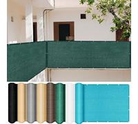 LIUWEIE Frangivisto Balcone 75 x 400 cm Protezione Solare, Anti-UV, Resistente al Vento Telo Frangi-Vista per Balcone con Fascette e Funi per Ringhiera Protezione, Verde Scuro
