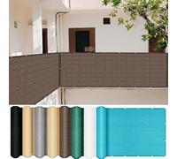 LIUWEIE Frangivisto Balcone 75 x 550 cm Protezione Solare, Anti-UV, Resistente al Vento Telo Frangi-Vista per Balcone con Fascette e Funi per Ringhiera Protezione, Marrone