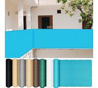 LIUWEIE Frangivisto Balcone 80 x 150 cm Protezione Solare, Anti-UV, Resistente al Vento Telo Frangi-Vista per Balcone con Fascette e Funi per Ringhiera Protezione, Blu Cielo