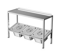 LIUWOPA Porta spezie e Dispenser per condimenti in Acciaio Inox per Pizza - Organizzatore di Salse per Cucina, Buffet, dispensa - Espositore per Alimenti per Salse e Frutta (Argento A, 53x18,5x53 cm)