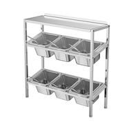 LIUWOPA Porta spezie e Dispenser per condimenti in Acciaio Inox per Pizza - Organizzatore di Salse per Cucina, Buffet, dispensa - Espositore per Alimenti per Salse e Frutta (Argento A, 53x18,5x53 cm)