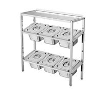 LIUWOPA Porta spezie e Dispenser per condimenti in Acciaio Inox per Pizza - Organizzatore di Salse per Cucina, Buffet, dispensa - Espositore per Alimenti per Salse e Frutta (Argento A, 53x18,5x53 cm)