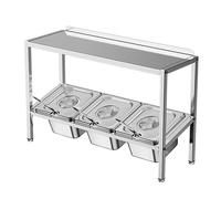 LIUWOPA Porta spezie e Dispenser per condimenti in Acciaio Inox per Pizza - Organizzatore di Salse per Cucina, Buffet, dispensa - Espositore per Alimenti per Salse e Frutta (Argento A, 53x18,5x53 cm)