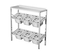 LIUWOPA Porta spezie e Dispenser per condimenti in Acciaio Inox per Pizza - Organizzatore di Salse per Cucina, Buffet, dispensa - Espositore per Alimenti per Salse e Frutta (Argento A, 53x18,5x53 cm)