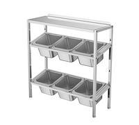 LIUWOPA Porta spezie e Dispenser per condimenti in Acciaio Inox per Pizza - Organizzatore di Salse per Cucina, Buffet, dispensa - Espositore per Alimenti per Salse e Frutta (Argento A, 53x18,5x53 cm)