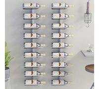 LIUWOPA Set di 2 portabottiglie da parete in ferro dorato per 9 bottiglie, design moderno, organizer per cucina, bar, dispensa, decorazione per la casa