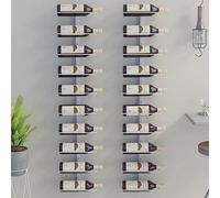 LIUWOPA Set di 2 portabottiglie da parete in ferro dorato per 9 bottiglie, design moderno, organizer per cucina, bar, dispensa, decorazione per la casa