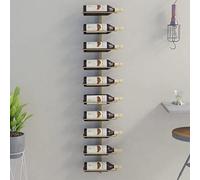 LIUWOPA Set di 2 portabottiglie da parete in ferro dorato per 9 bottiglie, design moderno, organizer per cucina, bar, dispensa, decorazione per la casa