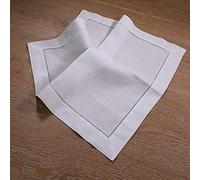 LIUXIN 12 Pezzi di Lino Bianco e Cotone 40 cm x 40 cm tovaglioli in Stoffa con Orlo a Giorno