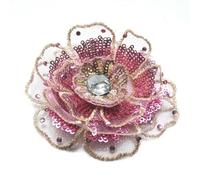LIUXIN 2 Pezzi 8 cm Toppa da Cucire con Paillettes in Oro e Argento Ricamate in 3D, a più Strati, per Applicazioni da Sposa, Abiti Fai da Te