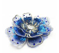 LIUXIN 2 Pezzi 8 cm Toppa da Cucire con Paillettes in Oro e Argento Ricamate in 3D, a più Strati, per Applicazioni da Sposa, Abiti Fai da Te