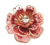 LIUXIN 2 Pezzi 8 cm Toppa da Cucire con Paillettes in Oro e Argento Ricamate in 3D, a più Strati, per Applicazioni da Sposa, Abiti Fai da Te