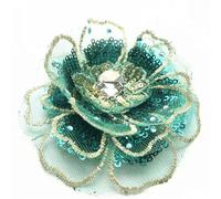 LIUXIN 2 Pezzi 8 cm Toppa da Cucire con Paillettes in Oro e Argento Ricamate in 3D, a più Strati, per Applicazioni da Sposa, Abiti Fai da Te
