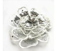 LIUXIN 2 Pezzi 8 cm Toppa da Cucire con Paillettes in Oro e Argento Ricamate in 3D, a più Strati, per Applicazioni da Sposa, Abiti Fai da Te