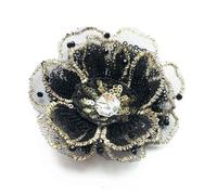 LIUXIN 2 Pezzi 8 cm Toppa da Cucire con Paillettes in Oro e Argento Ricamate in 3D, a più Strati, per Applicazioni da Sposa, Abiti Fai da Te