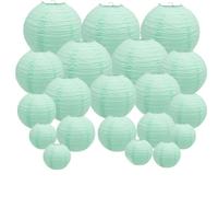 LIUXIN 20 Pezzi 6"-12" Lanterne di Carta Verde Menta Rotonde lampion per Festa di Matrimonio lampion de Mariage appese Decorazioni Fai da Te