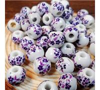 LIUXIN 50Pcs 10mm Big Hole Ceramic Beads Flower Porcelain Beads Handmade for Bracelet Making DIY Jewelry Making