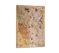 LIUYANZI Piri Reis, mappa del mondo politica dell'Impero ottomano, stampa artistica su tela marrone lucido vintage, 30,5 x 45,7 cm, arte da parete
