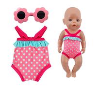 LIUYIDM 2 Pezzi Costume da Bagno per Bambole, Vestiti per Bambole per New Born Baby Doll con Costumi da Bagno, Occhiali da Sole, Vestiti Bambola Vestiti Bambole Reborn per Bambole 35-45 cm