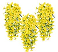 LIUYIDM 3 Pezzi Piante Artificiali da Esterno Pianta Finta da Appendere Come Una Vera Petunia Piante Artificiali da Appendere, Resistenti alle Intemperie, per Esterni, Balconi (Giallo)