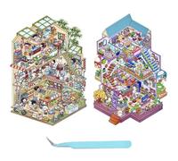 LIUYIDM 8 Pezzi Sticker Therapy Sticker Book Adesivi 3D Bambini（B) | diy Stickers Scene Riutilizzabile Stickers Book Include Pinzette Antistress per Adulti e Bambini