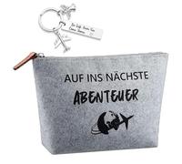 LIUYIDM Borsa per Cosmetici in Feltro Regalo da Viaggio Portafortuna Borsa da Viaggio in Feltro per Cosmetici Angelo Custode Portachiavi con Incisione per Viaggiatori Borsa da Toilette（Grigio Chiaro）