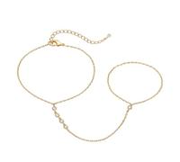 LIUYIDM Bracciale con Anello Regolabile Boho Cristallo Mano Catena Semplice e iImpermeabile Perle di Cristallo di Zircone, Gioielli da Donna Alla Moda Adatti a Qualsiasi Occasione