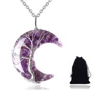 LIUYIDM Crystal Pendant Collana Donna Particolari Collana con Pietra Portafortuna Ciondolo Luna, Gioielli con Pietre Preziose Naturali Adatti Come Regali per Le Donne (Viola)