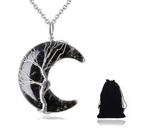 LIUYIDM Crystal Pendant Collana Donna Particolari Collana con Pietra Portafortuna Ciondolo Luna, Gioielli con Pietre Preziose Naturali Adatti Come Regali per Le Donne (Nero)