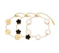 LIUYIDM Placcato 18K Bracciale Donna Gioielli con Quadrifoglio Dorato Four Leaf Clover Bracelet Accessori Eleganti Gioielli Quadrifoglio Donna Vita Quotidiana, Regali di Compleanno con Portafortuna