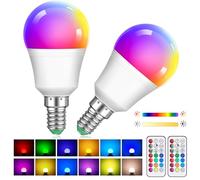 Liuyife 2 Pezzi Lampadine LED Multicolore Dimmerabili Da 5W Che Cambiano Colore, Tipo a Vite E14, RGB+Bianco Caldo, Adatte per L'illuminazione Quotidiana E L'illuminazione D'atmosfera