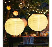 Liuyife 2 Pezzi Luci Solari Lanterne, Lanterne Impermeabili da Appendere 30CM, Luci Solari per Patio, Terrazza, Giardino, Matrimonio, Festa di Natale (Bianco Caldo)