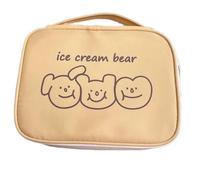 Liuyoyo Borsa da Toilette Piccola Borsa Portaoggetti Borsa per Cosmetici Orso Borsa da Toilette Portatile in Tela Carina con Cerniera per Ragazze(Orso giallo di sorriso di Threee)