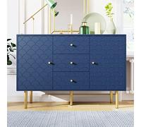 Liuyoyo Cassettiera con 2 ante e 3 cassetti, ripiano regolabile, 82 x 120 x 40 cm, credenza per soggiorno, camera da letto, blu navy