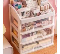 Liuyoyo Organizer da Scrivania con Cassetti, Organizzatore per Trucchi in Plastica Organizzatore da Scrivania a 4 Livelli con 3 Cassetti Portaoggetti, Scatola Portaoggetti da Scrivania in Plastica tra