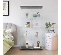 Liuyoyo s Elegante vetrina in vetro con illuminazione a LED, quattro ripiani e due porte per presentare con stile le vostre collezioni