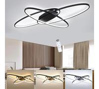 LIUYU Lampadario LED Soffitto Moderno Nero 95×65cm 68W Plafoniera Dimmerabile con Telecomando per Soggiorno Cucina Camera da Letto