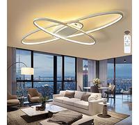 LIUYU Plafoniera LED a Soffitto con 3 Ovali, Lampadario Moderno 68W 5500LM Dimmerabile con Telecomando - 3000K-6500K, Bianco, 95x65 cm, per Soggiorno e Cucina