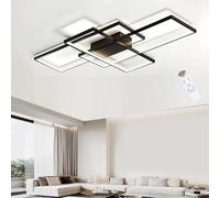 LIUYU Plafoniera LED Moderna per Soggiorno 90x50 cm Nera, Luce Dimmerabile 3000K-6000K con Telecomando, 58W 4600Lm, per Cucina e Camera, Soffitto a LED